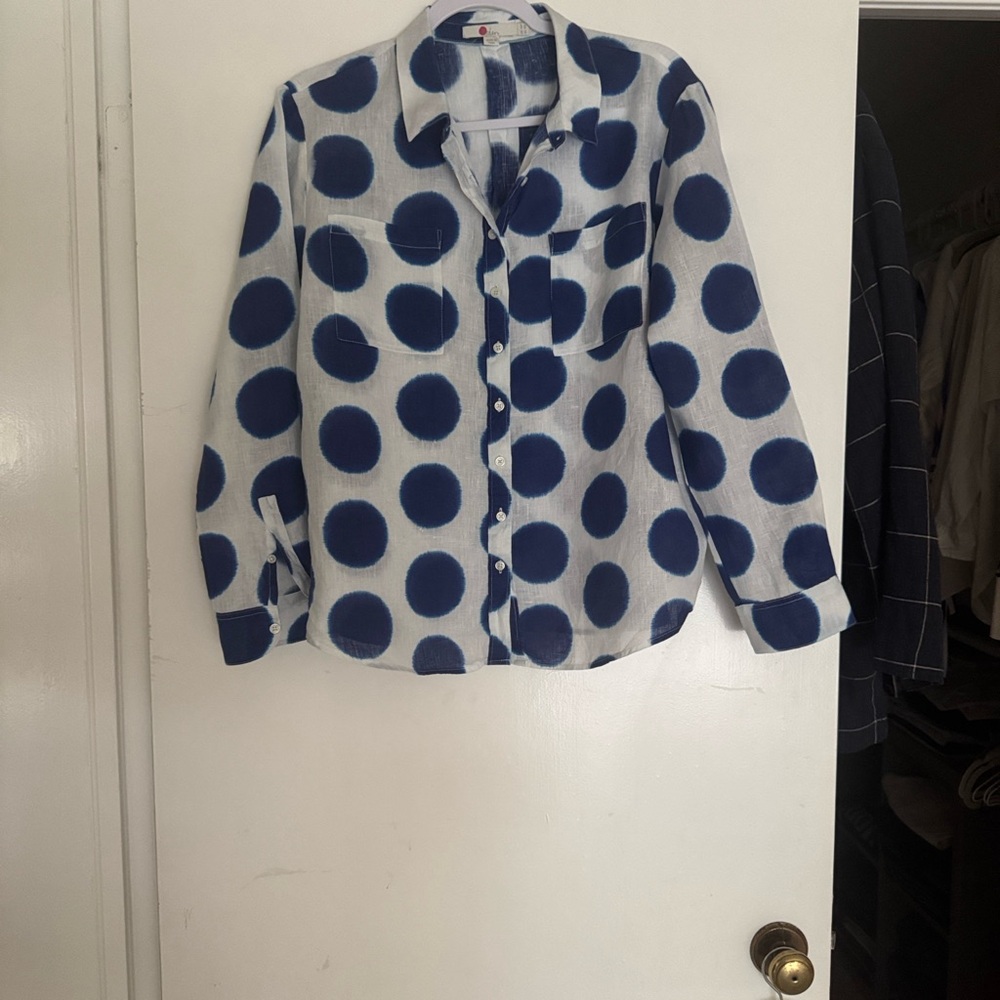 BODEN Blue Polka Dot linen Shirt
